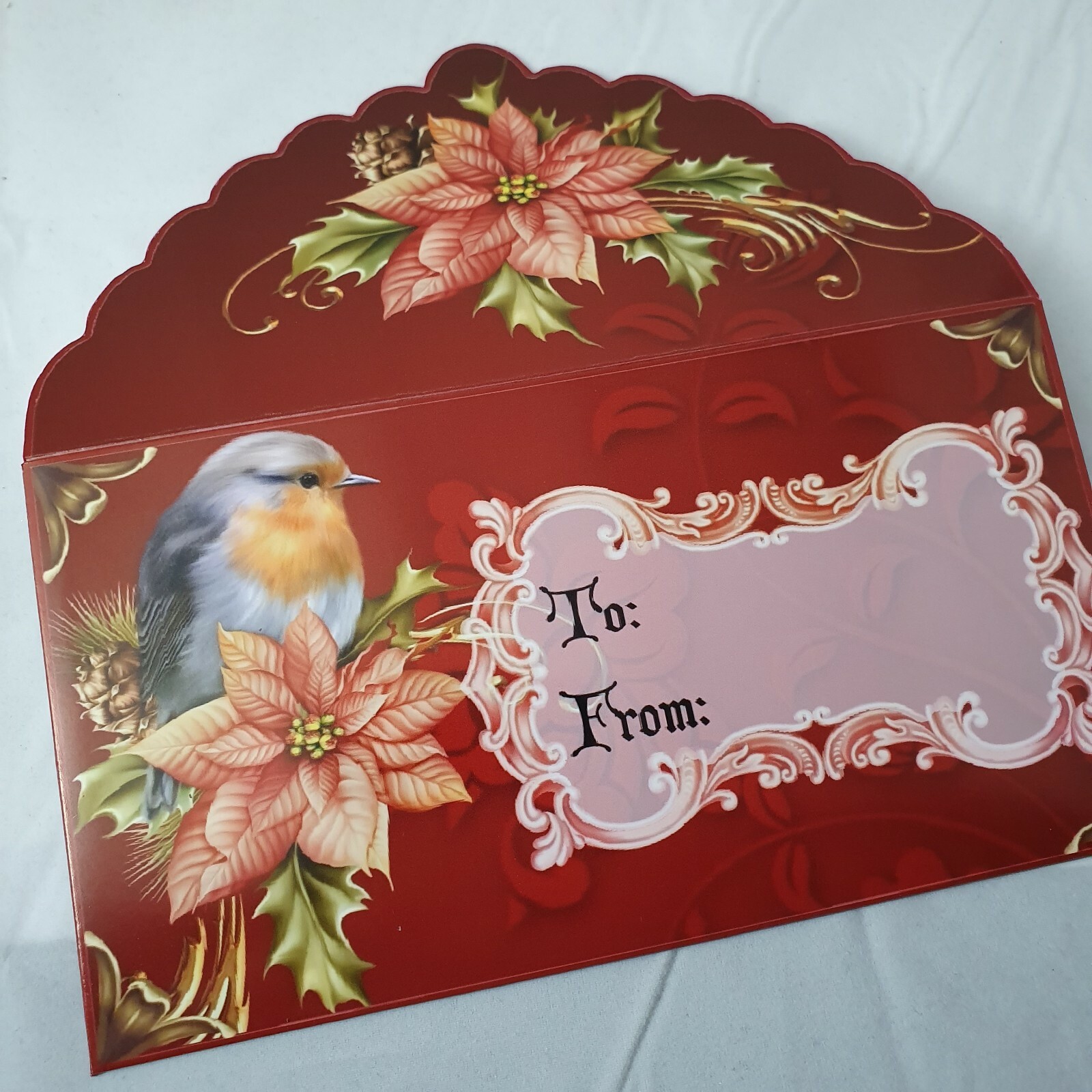 Christmas robin poinsettia red money wallet /Gift card Envelope pocket voucher Christmas robin poinsettia red money wallet /Gift card Envelope pocket voucher