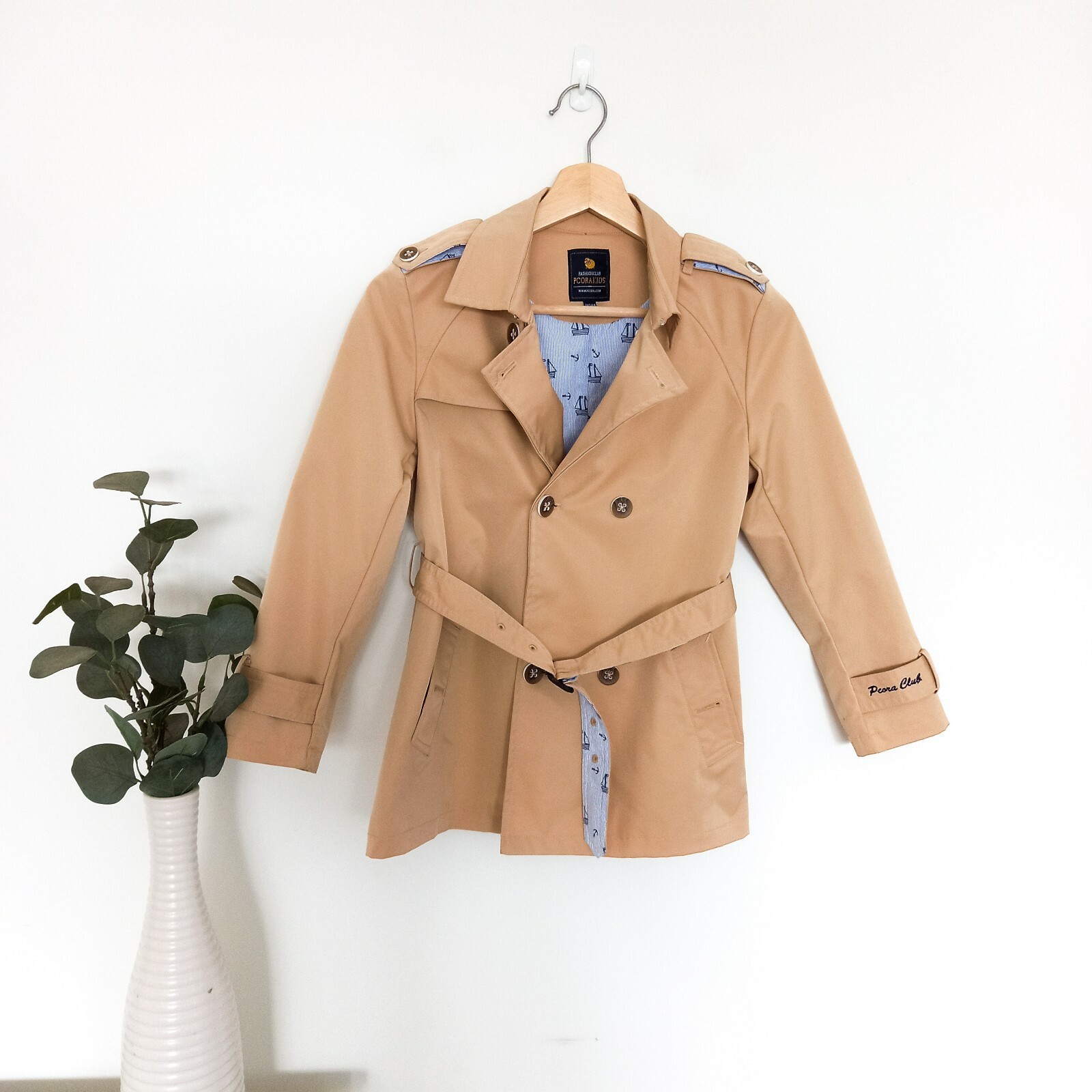 Kids Trench Coat Nautical Fashion Club Size 4/5 Beige Belted Jacket Kids Trench Coat Nautical Fashion Club Size 4/5 Beige Belted Jacket