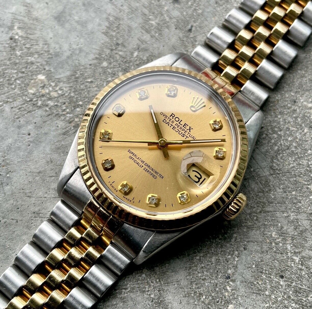 1986 Rolex 36mm Mens Datejust 16013 Two Tone – Diamond Dial Jubilee Bracelet 1986 Rolex 36mm Mens Datejust 16013 Two Tone – Diamond Dial Jubilee Bracelet