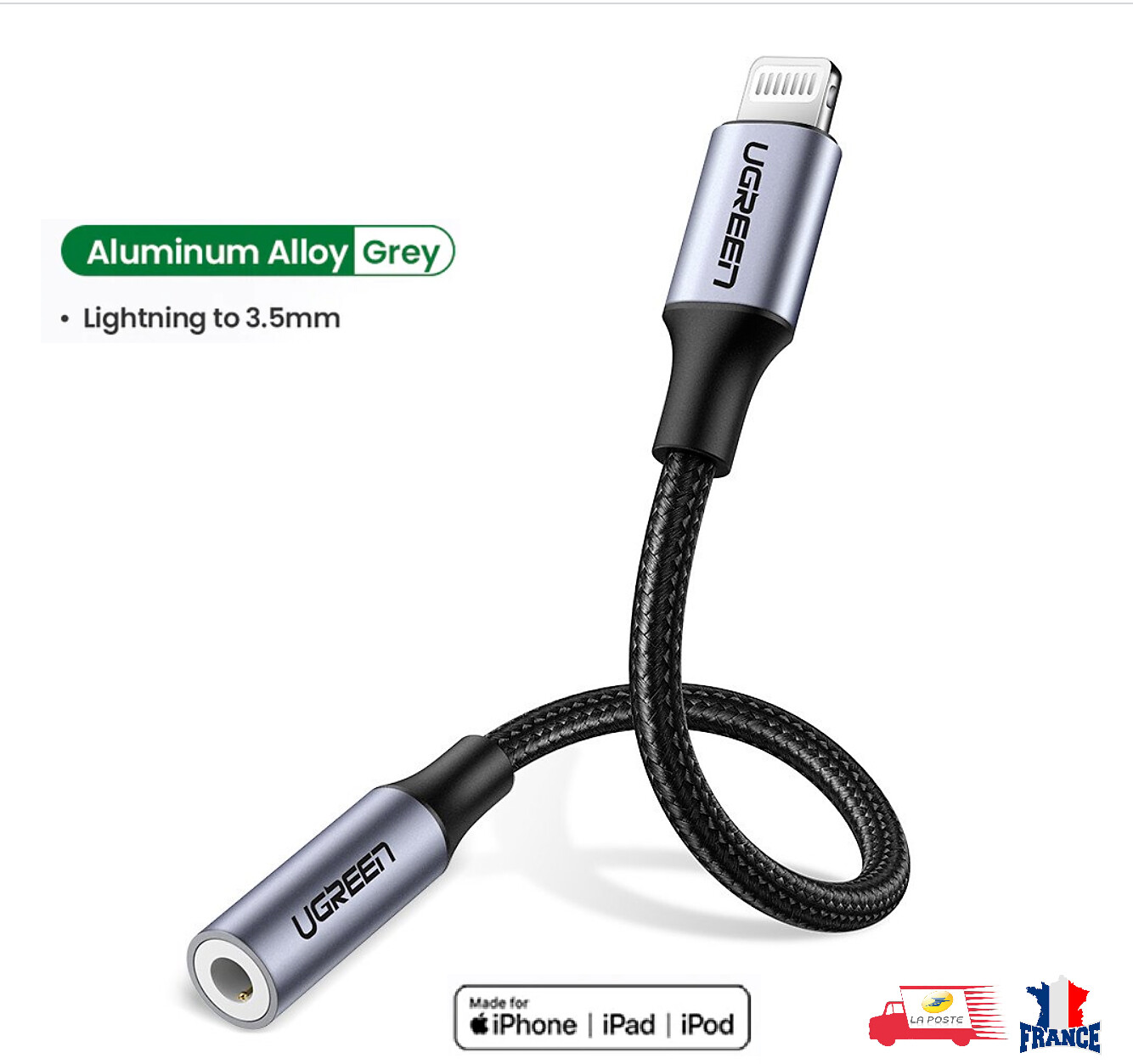 Adaptateur Lightning vers Jack 3,5mm pour iPhone Certification MFI UGREEN Adaptateur Lightning vers Jack 3,5mm pour iPhone Certification MFI UGREEN