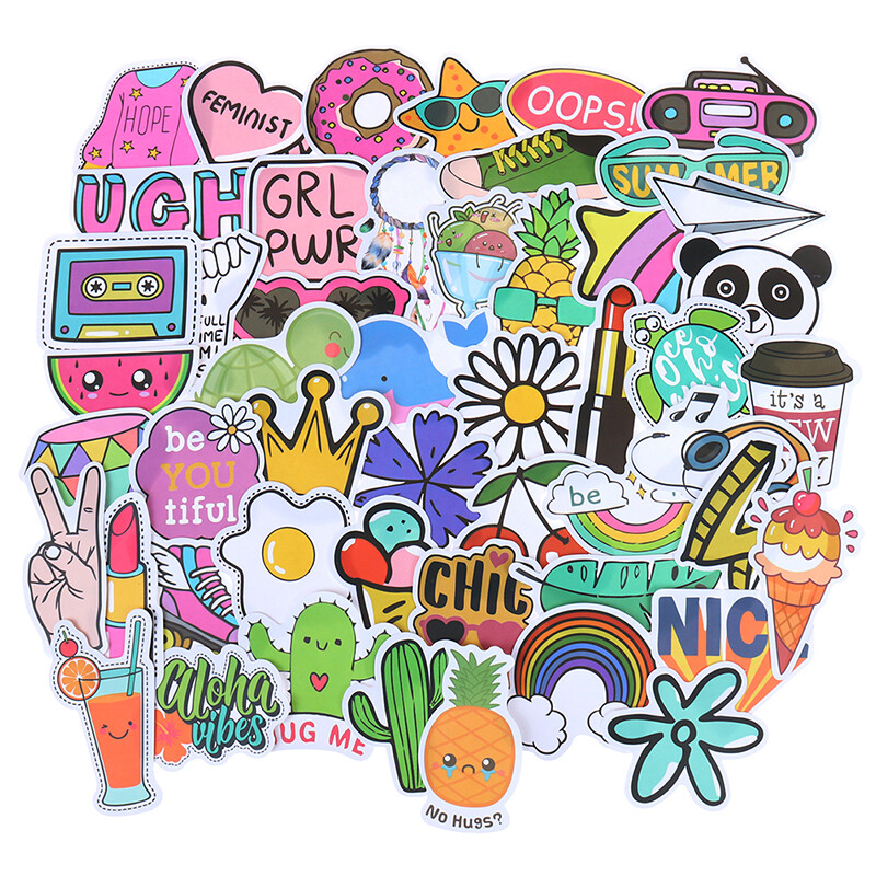 50Pcs Cute Cartoon Stickers Laptop Luggage Guitar Bicycle Skateboard Decal j Tk 50Pcs Cute Cartoon Stickers Laptop Luggage Guitar Bicycle Skateboard Decal j Tk