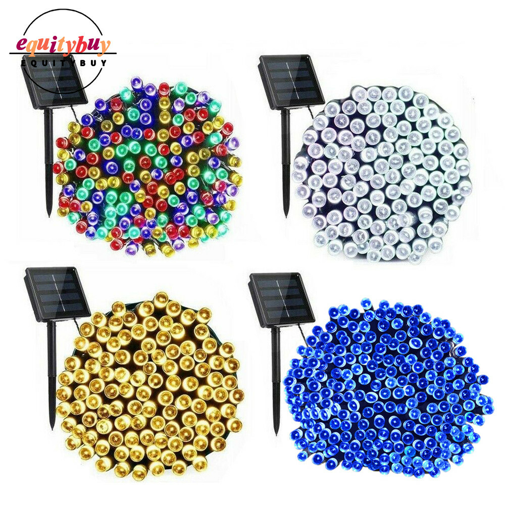 100/200LED Solar String Lights Outdoor Waterproof Garden Decor White Copper Wire