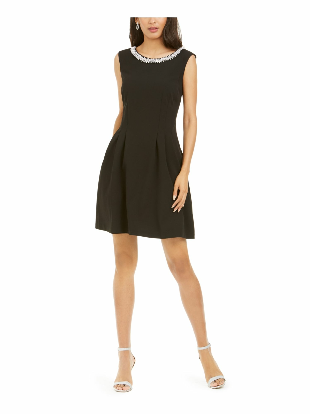 CONNECTED APPAREL Womens Black Sleeveless Short Fit + Flare Party Dress 14