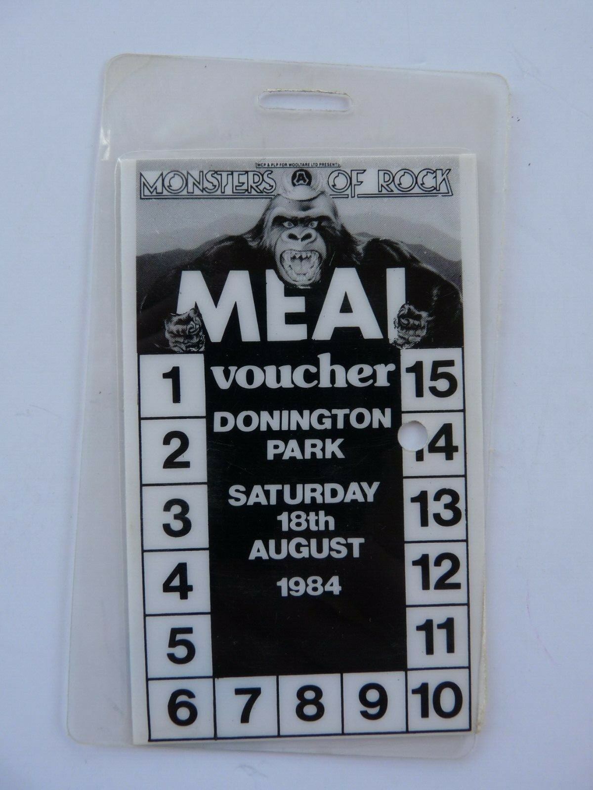Van Halen 1984 Monsters Of Rock Meal Voucher Tour Used Laminate Backstage Pass