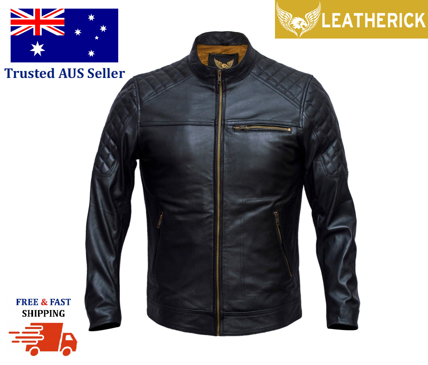 Men Fashion Real Sheep Leather Biker Retro Style Motorcycle Jacket Black AUS Men Fashion Real Sheep Leather Biker Retro Style Motorcycle Jacket Black AUS