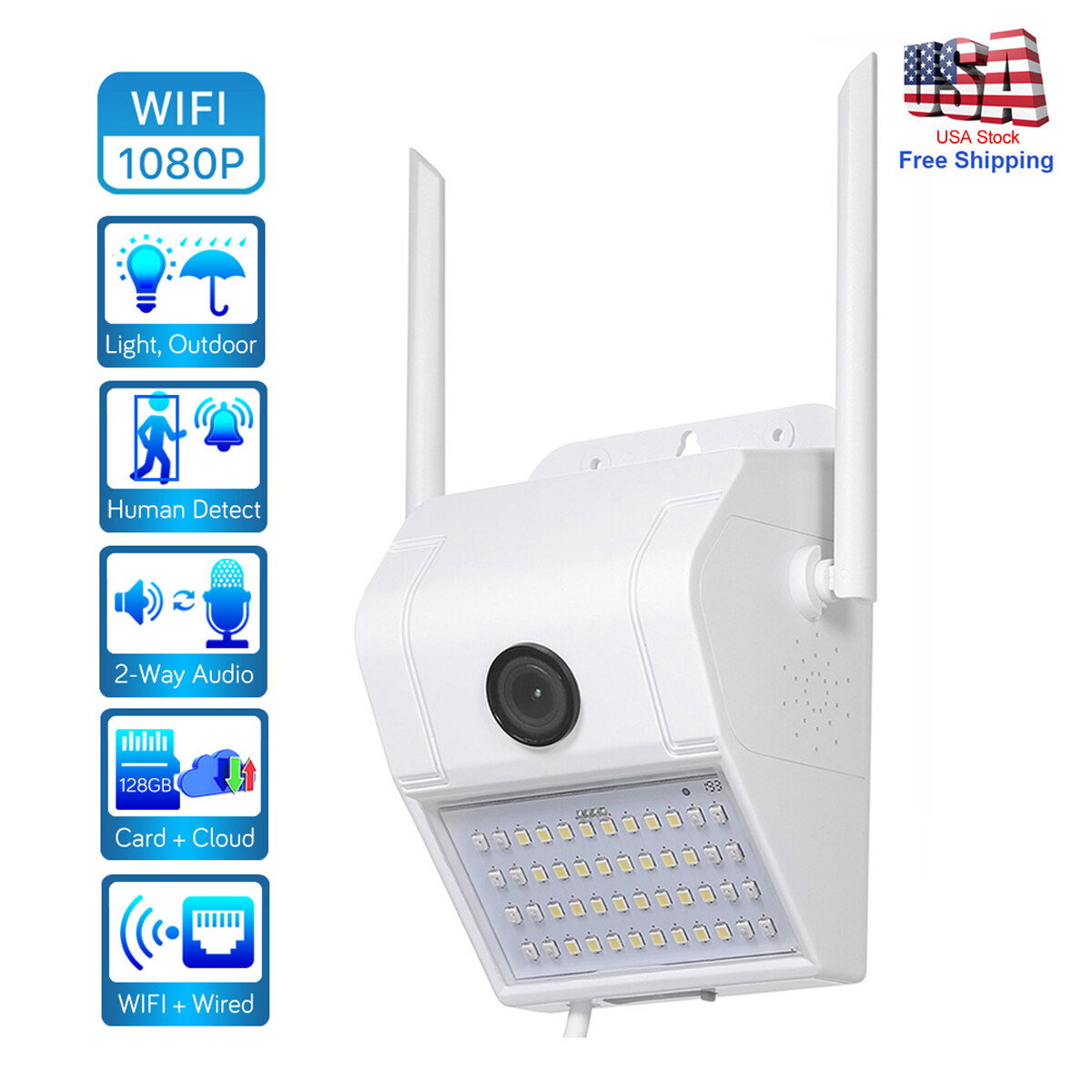Floodlight Security Camera Wireless HD 1080p WiFi Home Outdoor Light Color Night Floodlight Security Camera Wireless HD 1080p WiFi Home Outdoor Light Color Night