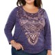 Style & Co. Womens Top Purple Size 1X Plus Metallic Paisley Slub Knit 497 Style & Co. Womens Top Purple Size 1X Plus Metallic Paisley Slub Knit 497