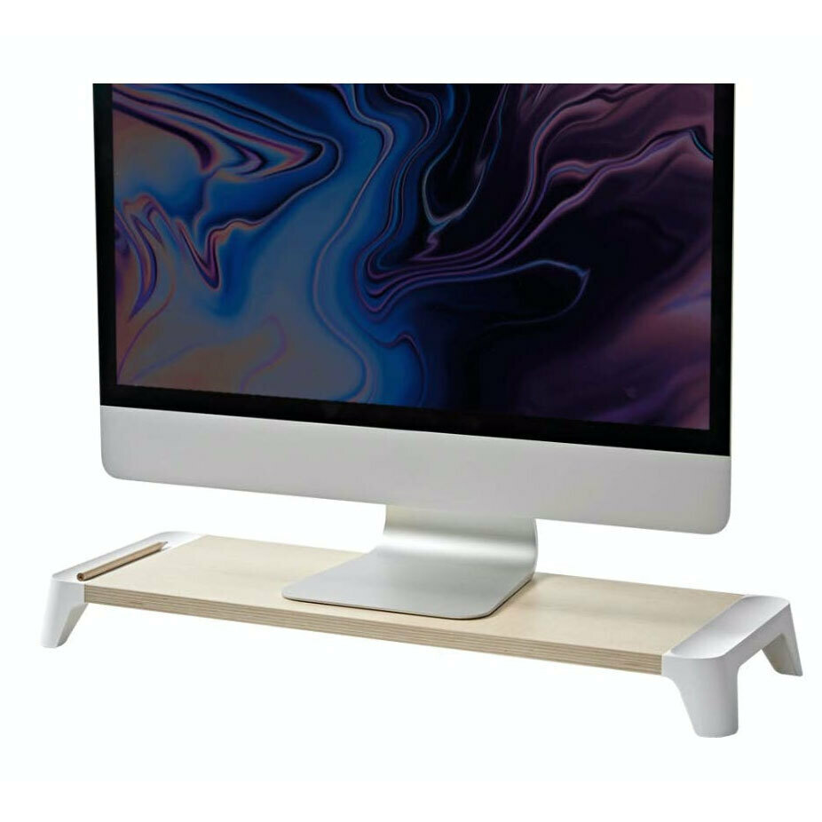 Pout Eyes 5 Wooden Single Monitor Stand/Riser Home/Office Desk Organiser White Pout Eyes 5 Wooden Single Monitor Stand/Riser Home/Office Desk Organiser White
