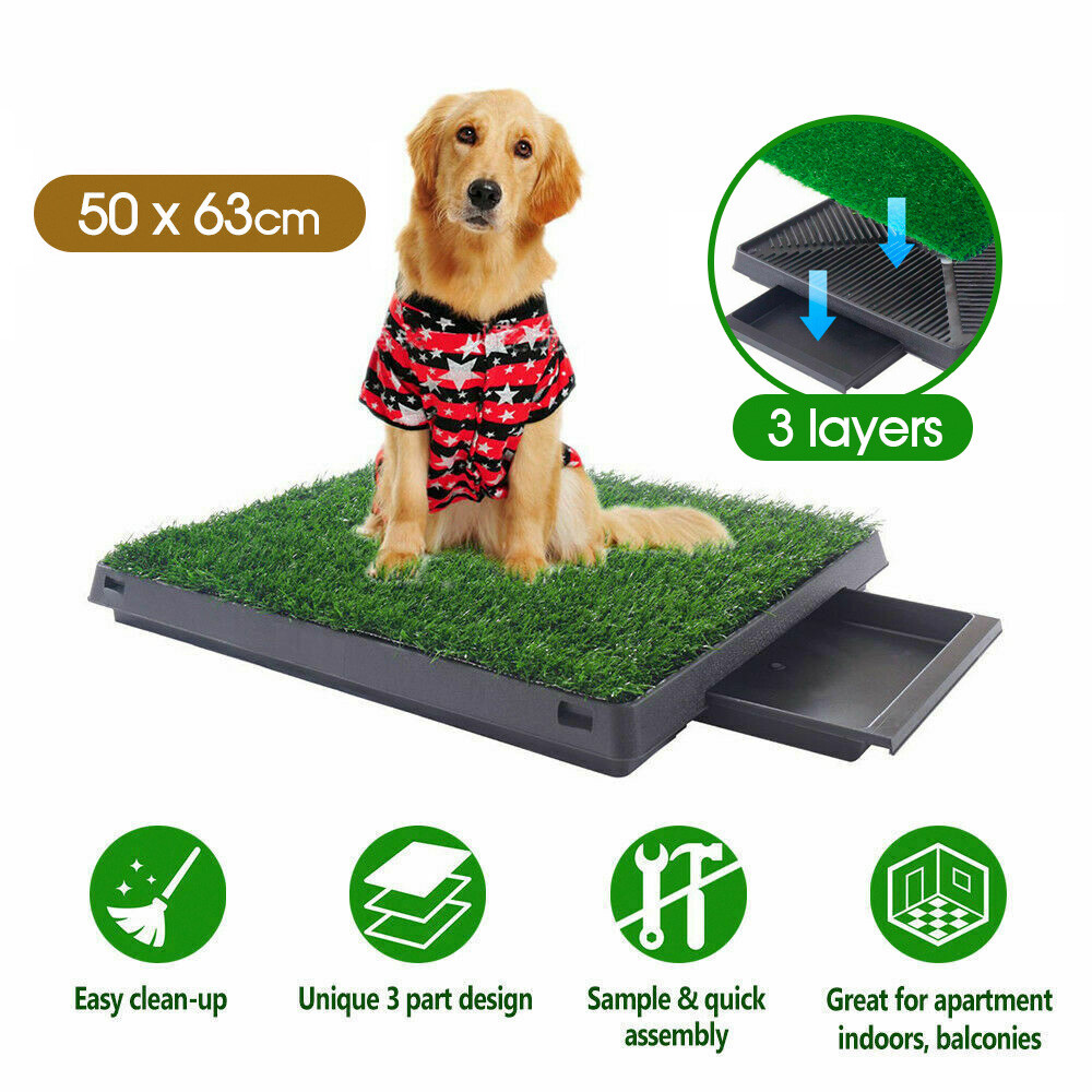 Indoor Dog Pet Potty Training Portable Toilet Large Loo Tray 1/2/4 Grass Mat AU Indoor Dog Pet Potty Training Portable Toilet Large Loo Tray 1/2/4 Grass Mat AU