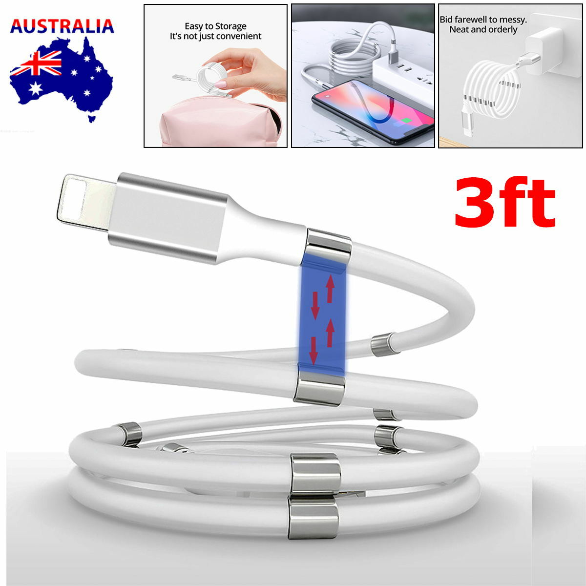 Lightning Cable Heavy Duty Charger Magnetic Coil For iPhone 11 Pro XS Max 8 7 6s Lightning Cable Heavy Duty Charger Magnetic Coil For iPhone 11 Pro XS Max 8 7 6s