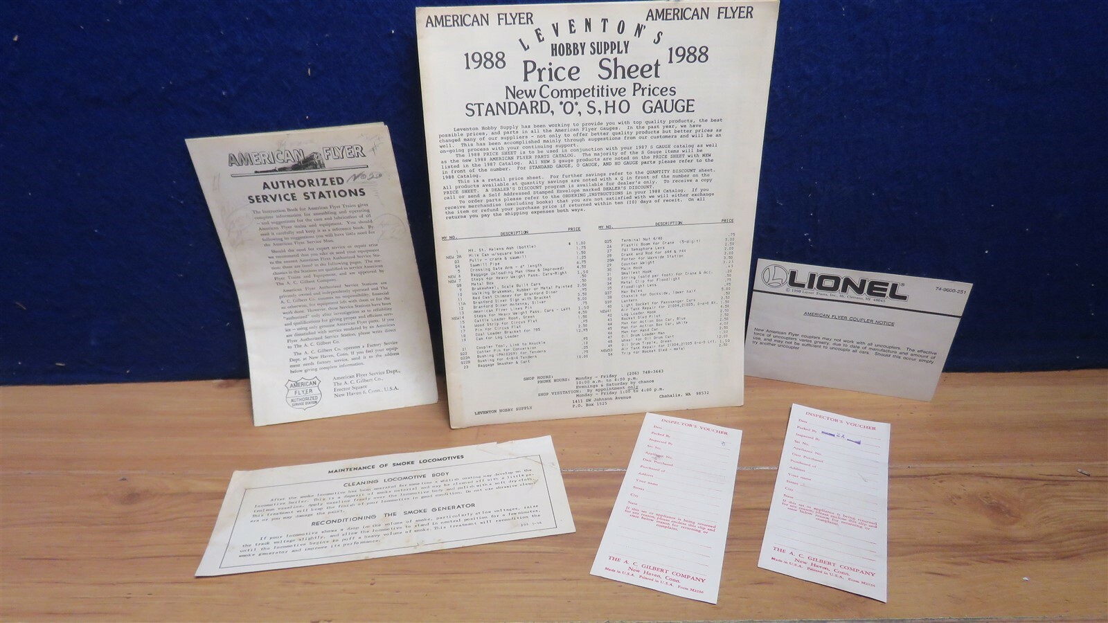 AMERICAN FLYER 1988 PRICE SHEET INSPECTOR VOUCHERS & MORE 594319 AMERICAN FLYER 1988 PRICE SHEET INSPECTOR VOUCHERS & MORE 594319