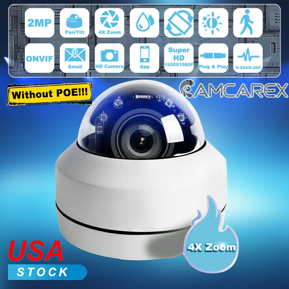 HD 1080p PTZ Outdoor Speed Dome IP Pan Tilt 4X Zoom IR Security Camera 2.8-12MM HD 1080p PTZ Outdoor Speed Dome IP Pan Tilt 4X Zoom IR Security Camera 2.8-12MM