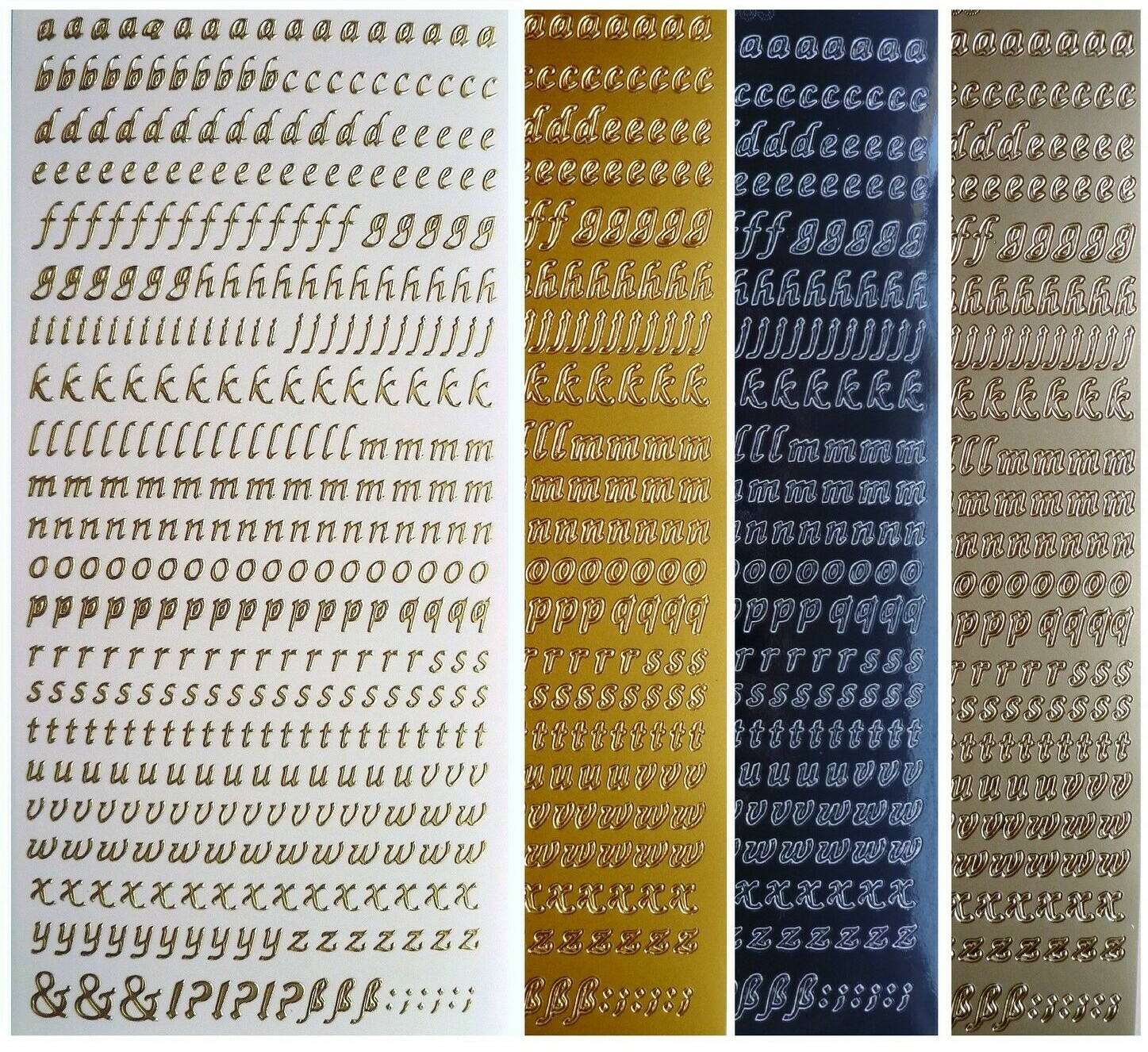 MINI LOWERCASE SCRIPT LETTERS Peel Off Stickers 6mm Alphabet Gold or Silver MINI LOWERCASE SCRIPT LETTERS Peel Off Stickers 6mm Alphabet Gold or Silver