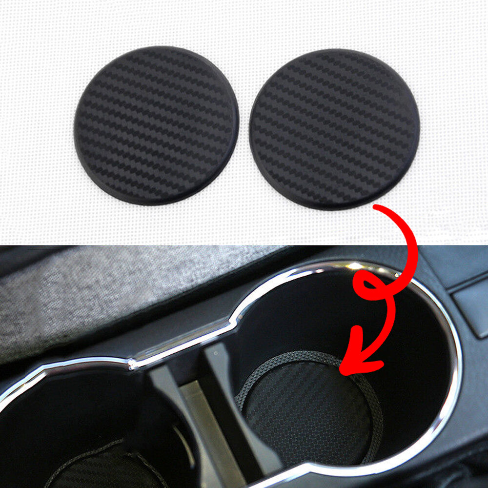 2Pcs Auto Car Water Cup Slot Non-Slip Carbon Fiber Look Mat Black Accessories YN 2Pcs Auto Car Water Cup Slot Non-Slip Carbon Fiber Look Mat Black Accessories YN