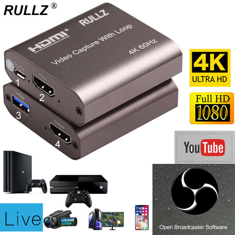 4K 60Hz HDMI Audio Video Capture Card Loop USB 2.0 Recording Box Live Streaming 4K 60Hz HDMI Audio Video Capture Card Loop USB 2.0 Recording Box Live Streaming