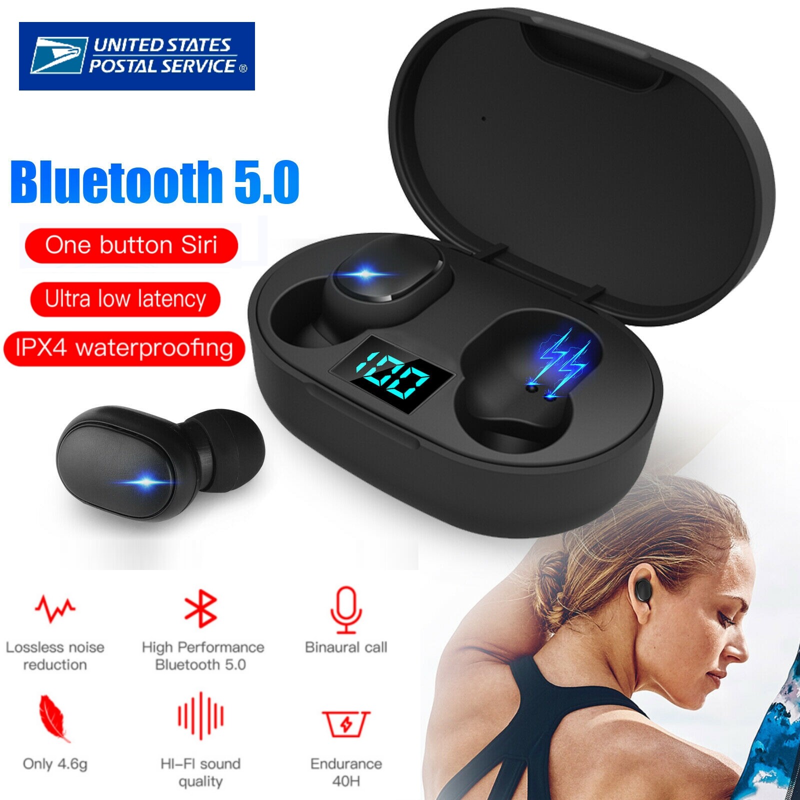 TWS Bluetooth 5.0 Headphones Earphones Wireless Earbuds For Phone US Stock TWS Bluetooth 5.0 Headphones Earphones Wireless Earbuds For Phone US Stock
