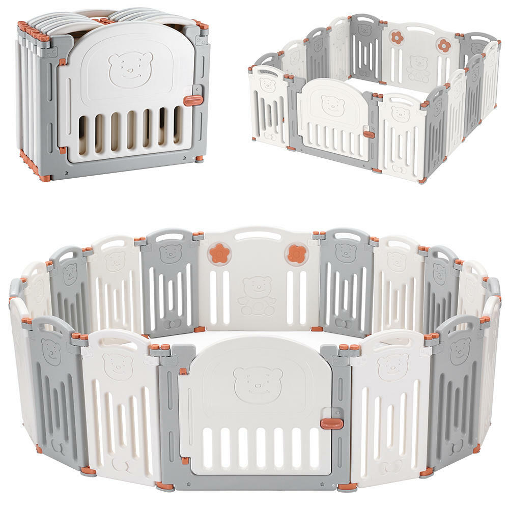 14-Panel Foldable Kid Safety Activity Center Playard w/Locking Gate Baby Playpen 14-Panel Foldable Kid Safety Activity Center Playard w/Locking Gate Baby Playpen