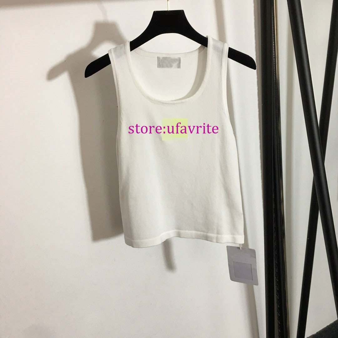 embroidery knitted sleeveless vest t-shirt tops women fashion2021SS high quality