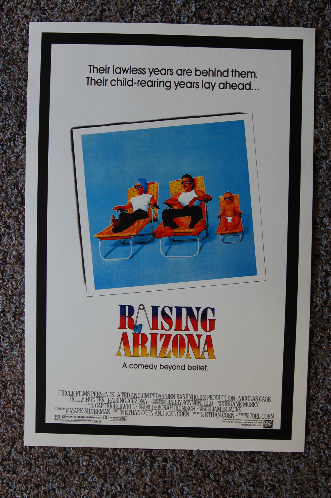 Raising Arizona Lobby Card Movie Poster Nicolas Cage #1 Raising Arizona Lobby Card Movie Poster Nicolas Cage #1