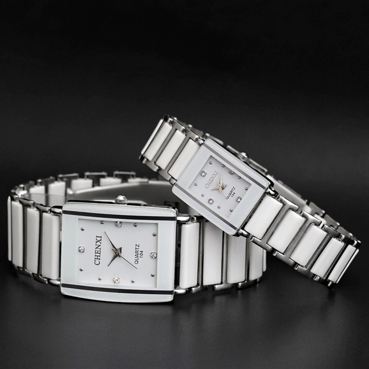 Waterproof Mens & Womens Ceramics Band Rectangle Crystal Quartz Wrist Watches Waterproof Mens & Womens Ceramics Band Rectangle Crystal Quartz Wrist Watches