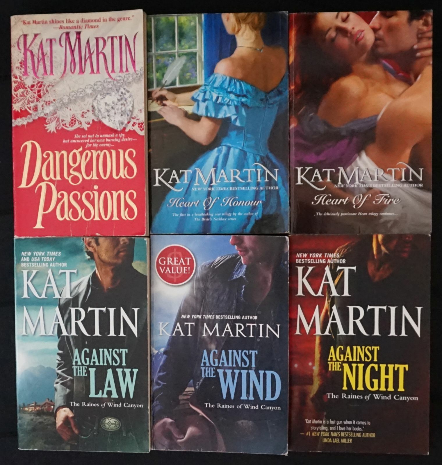 BULK Kat Martin x6 Assorted Romantic Suspense/Historical Romance Books S-6 BULK Kat Martin x6 Assorted Romantic Suspense/Historical Romance Books S-6