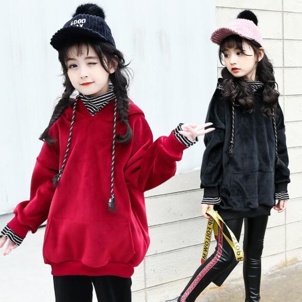 Kids Girls Fashion Hooded Long Sleeve Hoodies Winter Warm Thicken Pullover Kids Girls Fashion Hooded Long Sleeve Hoodies Winter Warm Thicken Pullover