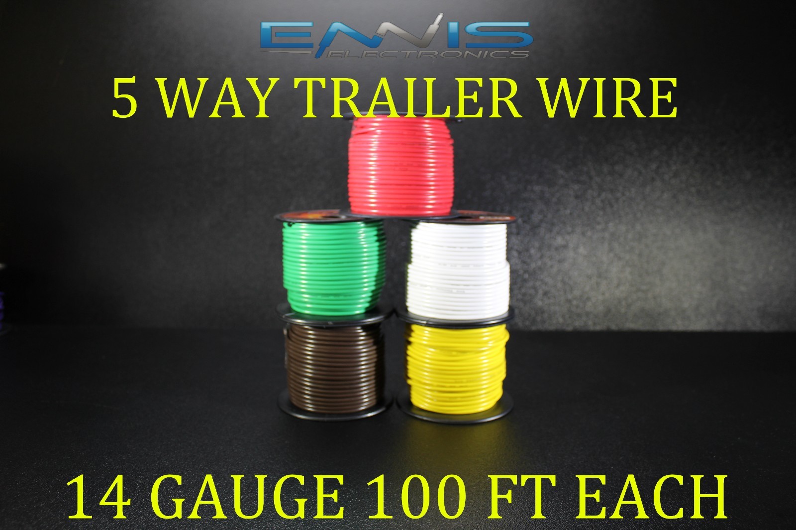 14 GAUGE WIRE ENNIS ELECTRONICS 5 WAY TRAILER LIGHT 100 FT SPOOLS PRIMARY CABLE 14 GAUGE WIRE ENNIS ELECTRONICS 5 WAY TRAILER LIGHT 100 FT SPOOLS PRIMARY CABLE