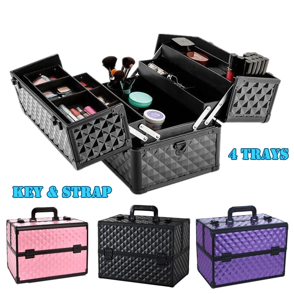 Portable Beauty Makeup Case Cosmetic Nail Box Vanity Carry Bag Organiser Strap Portable Beauty Makeup Case Cosmetic Nail Box Vanity Carry Bag Organiser Strap
