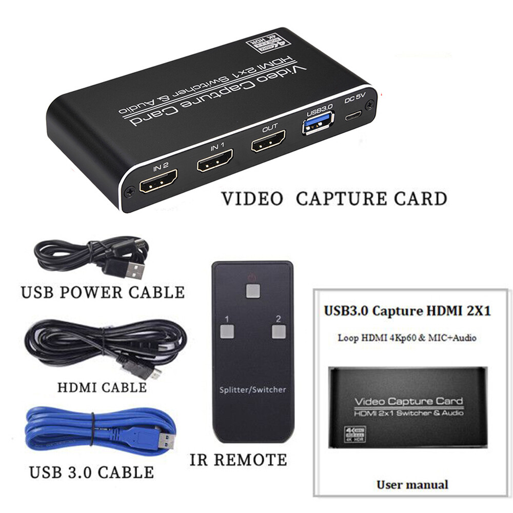 HDMI To USB3.0 Video Capture Card Dongle 1080P OBS Game Live Stream 4K Mic Audio HDMI To USB3.0 Video Capture Card Dongle 1080P OBS Game Live Stream 4K Mic Audio