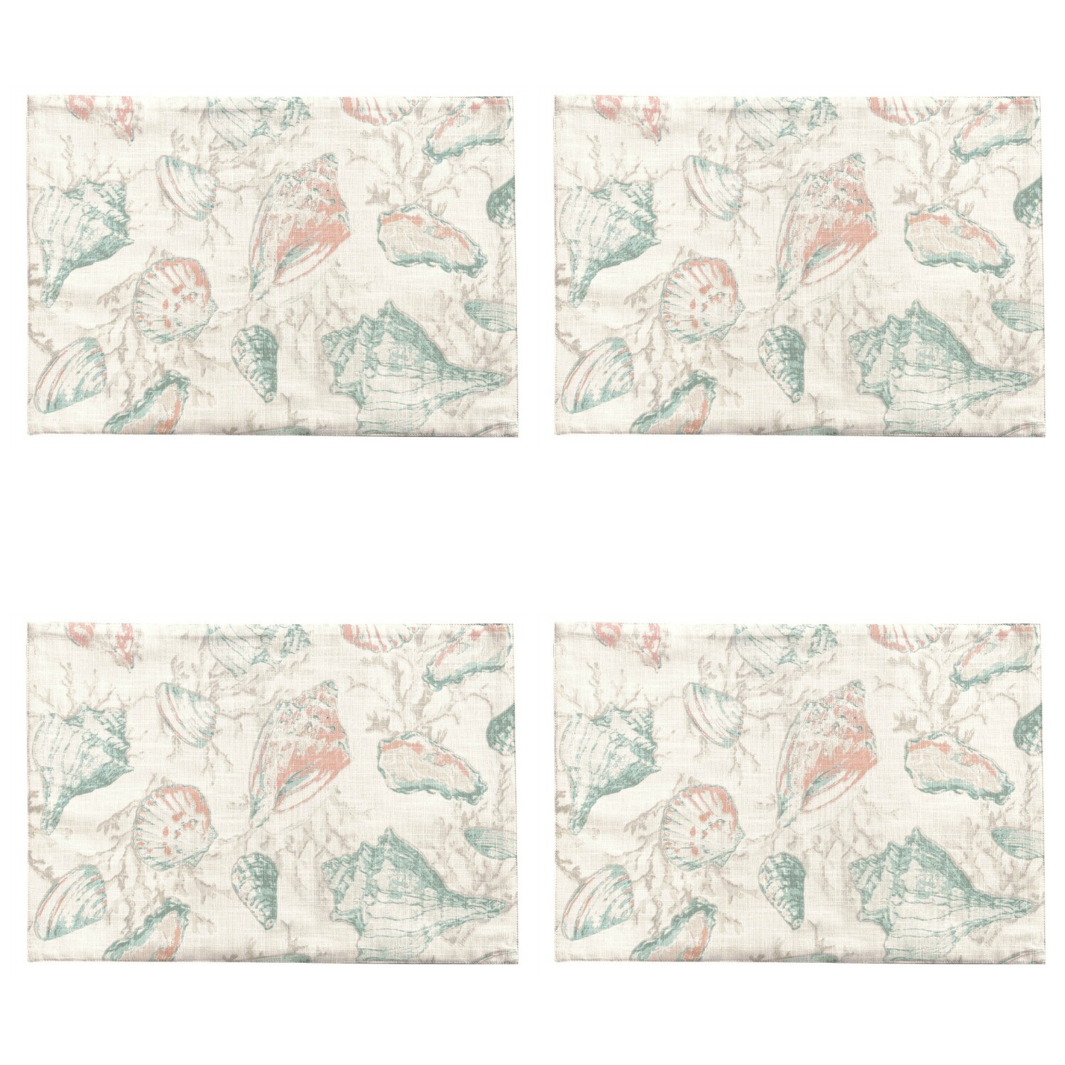Seyschelles Shell Print Placemats Kitchen Dining Room Set of 4