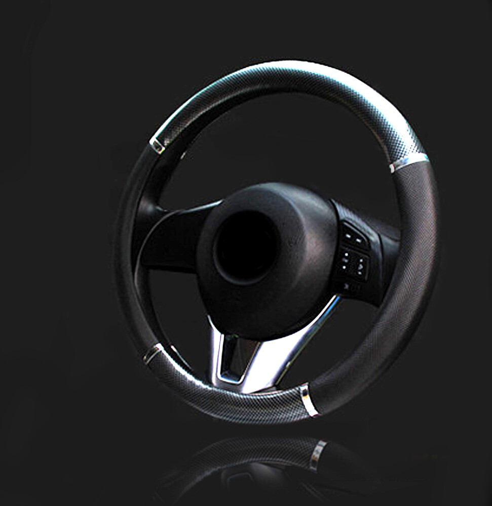 38cm Universal Car Auto Carbon fiber Leather Steering Wheel Cover Accessories 38cm Universal Car Auto Carbon fiber Leather Steering Wheel Cover Accessories
