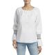 Marled Reunited Clothing Womens White Smocked Pullover Top Shirt S 5210 Marled Reunited Clothing Womens White Smocked Pullover Top Shirt S 5210