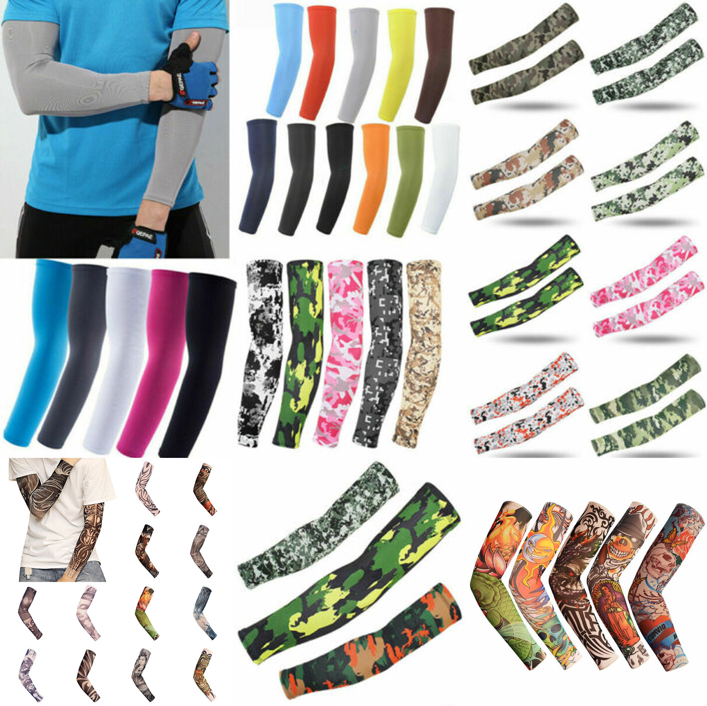 1 Pair Men Arm Sleeves Cover Sun Protection Outdoor Sports Arm Warmer Breathable 1 Pair Men Arm Sleeves Cover Sun Protection Outdoor Sports Arm Warmer Breathable