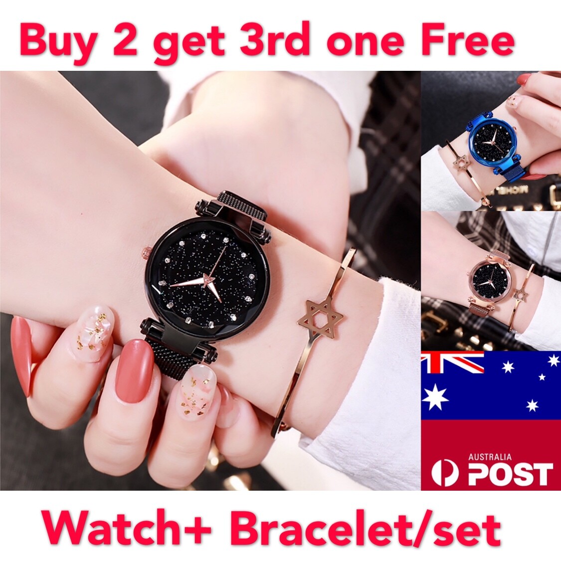 Fashion Women Starry Sky Watch Bracelet Set Dress Watches Magnetic Band Digital Fashion Women Starry Sky Watch Bracelet Set Dress Watches Magnetic Band Digital