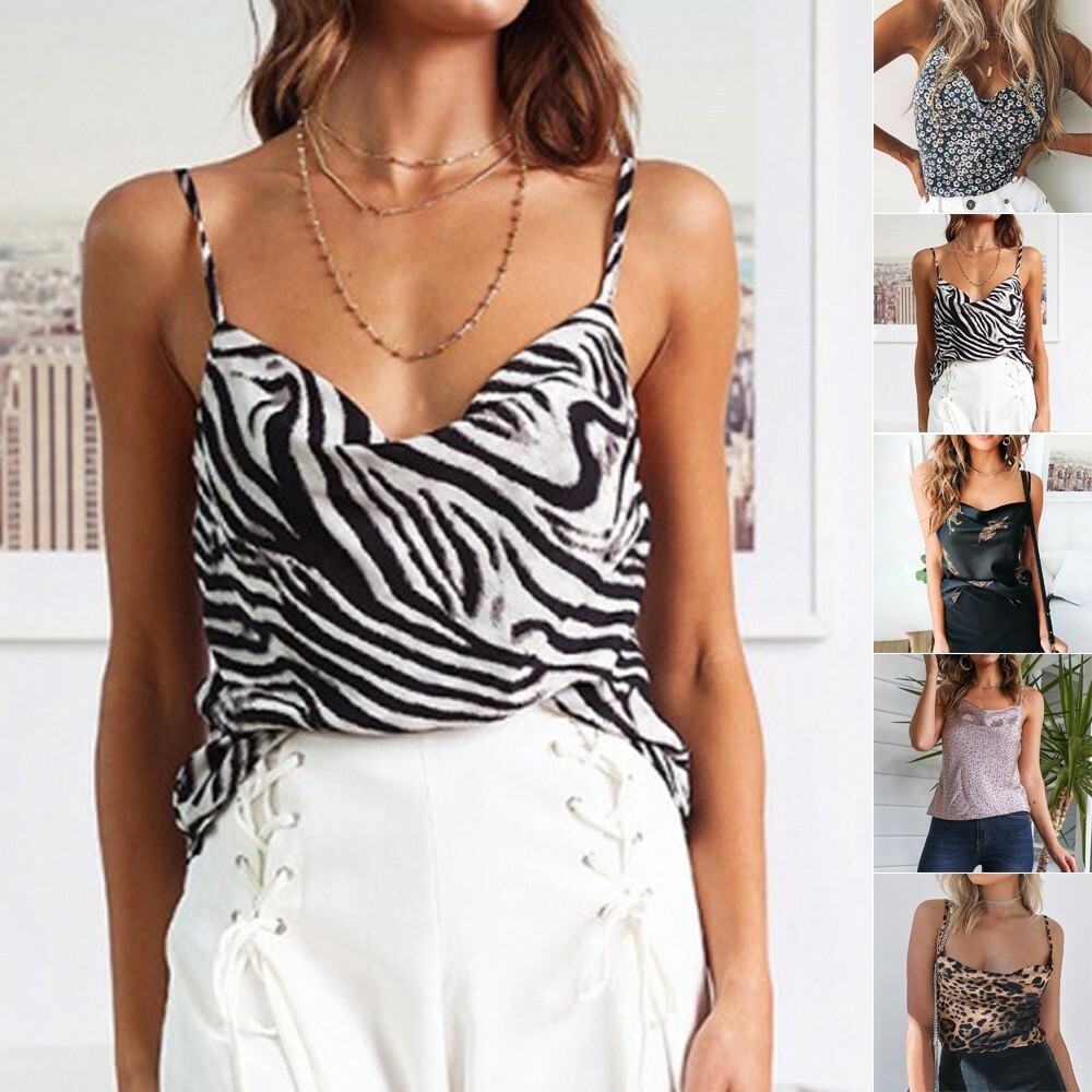 Silk Womens Vest Sleeveless Strappy Tank Top Vest Womens Satin Fashion