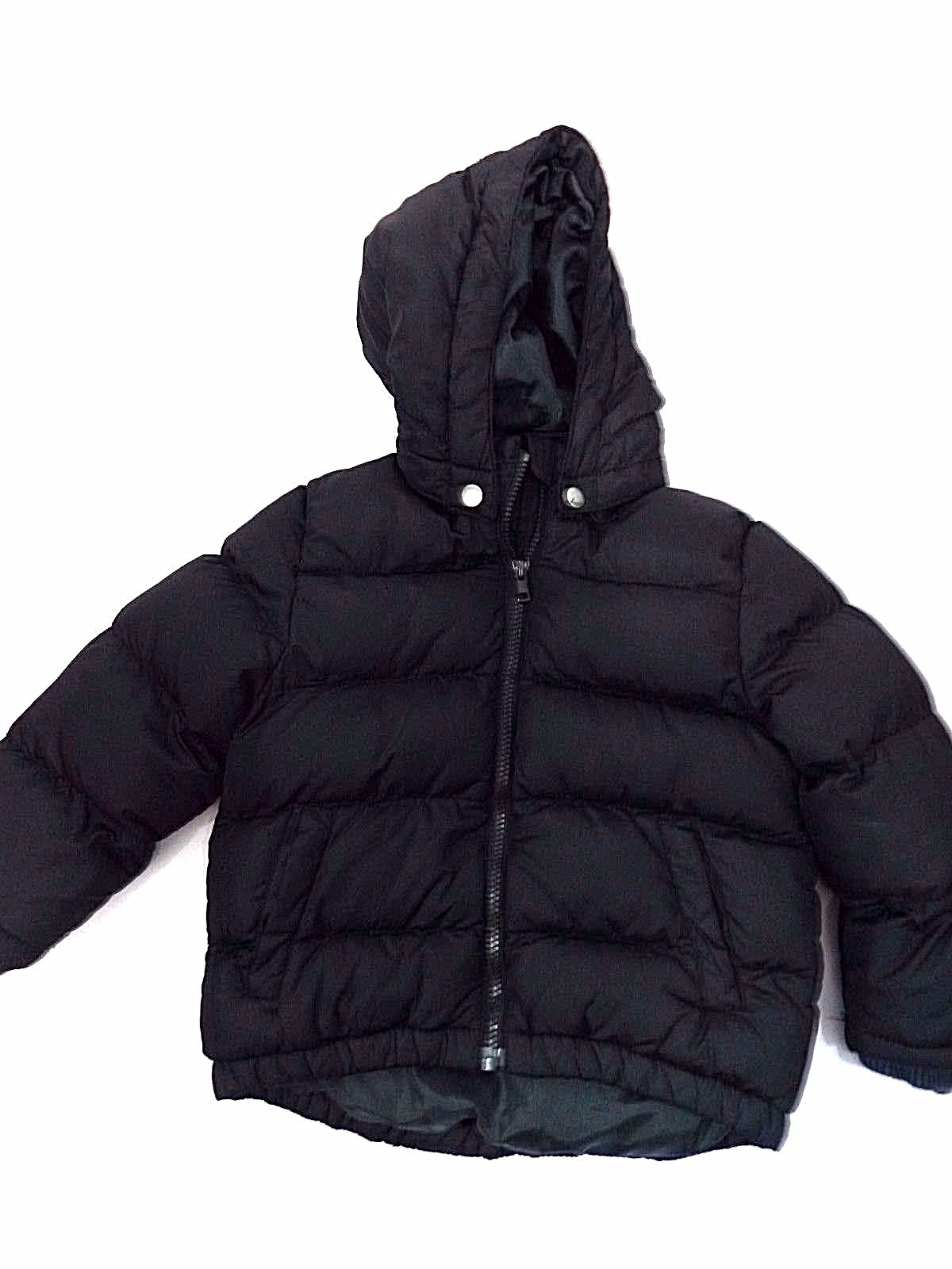 H&M Size 3/4Y Puffy Jacket Black Kids Child Fashion with Detachable Hood Coat H&M Size 3/4Y Puffy Jacket Black Kids Child Fashion with Detachable Hood Coat