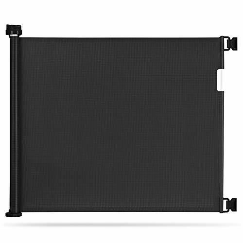 Retractable Baby Gate, Mesh Safety Gate for Babies and Pets, Extra Wide Black