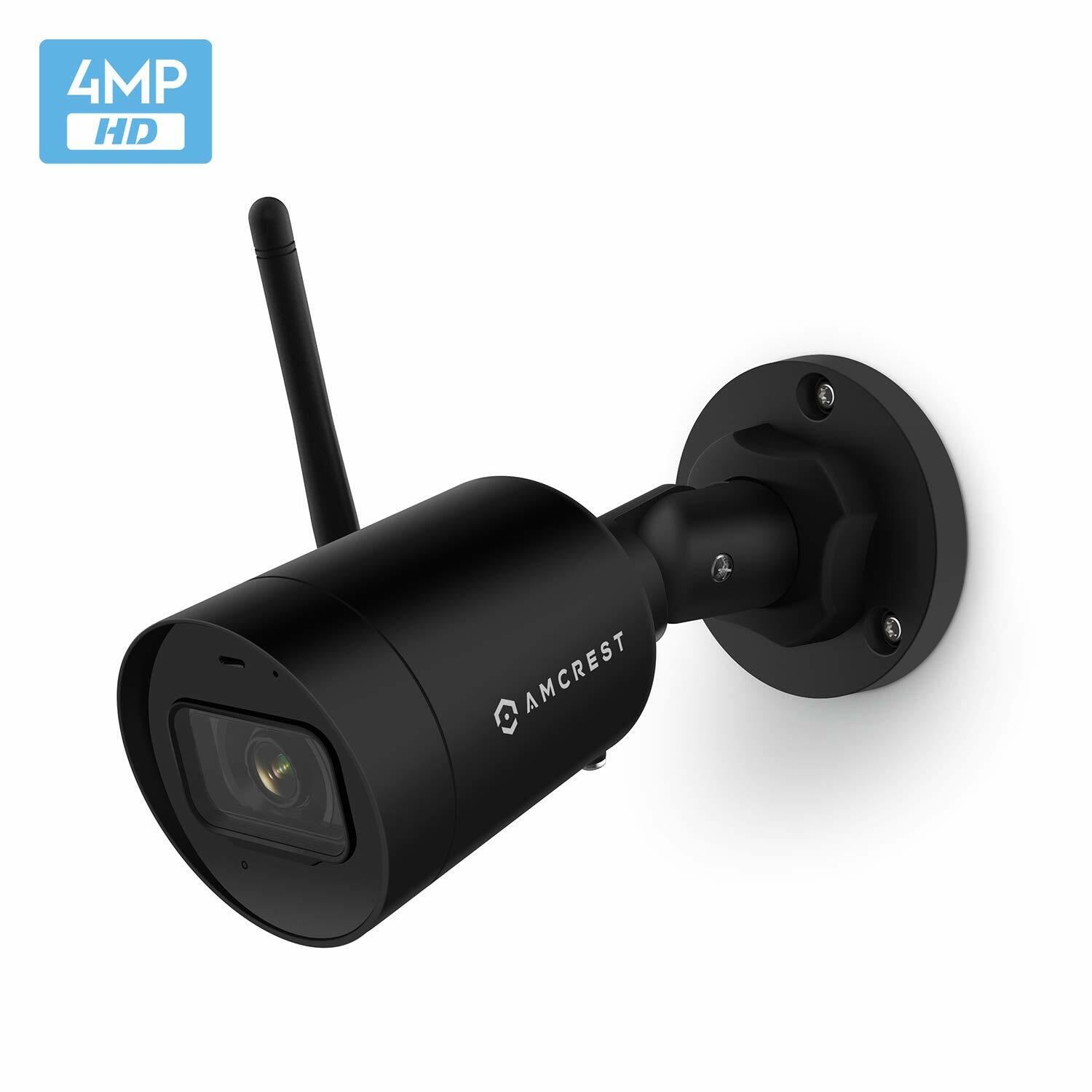 Amcrest 4MP Smart Home Outdoor Wifi Security Bullet Camera Wireless System Mic