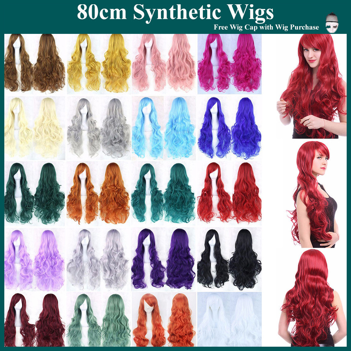 Fashion 80cm Cosplay Costume Long Full Hair Wavy Curly Wig Wigs Women Girls Fashion 80cm Cosplay Costume Long Full Hair Wavy Curly Wig Wigs Women Girls
