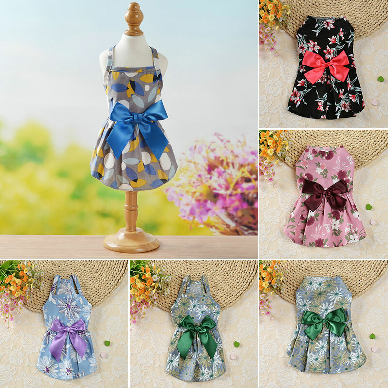 New Pet Puppy Princess Skirt Flower Print Sundress Breathable Dog Clothes Dress New Pet Puppy Princess Skirt Flower Print Sundress Breathable Dog Clothes Dress