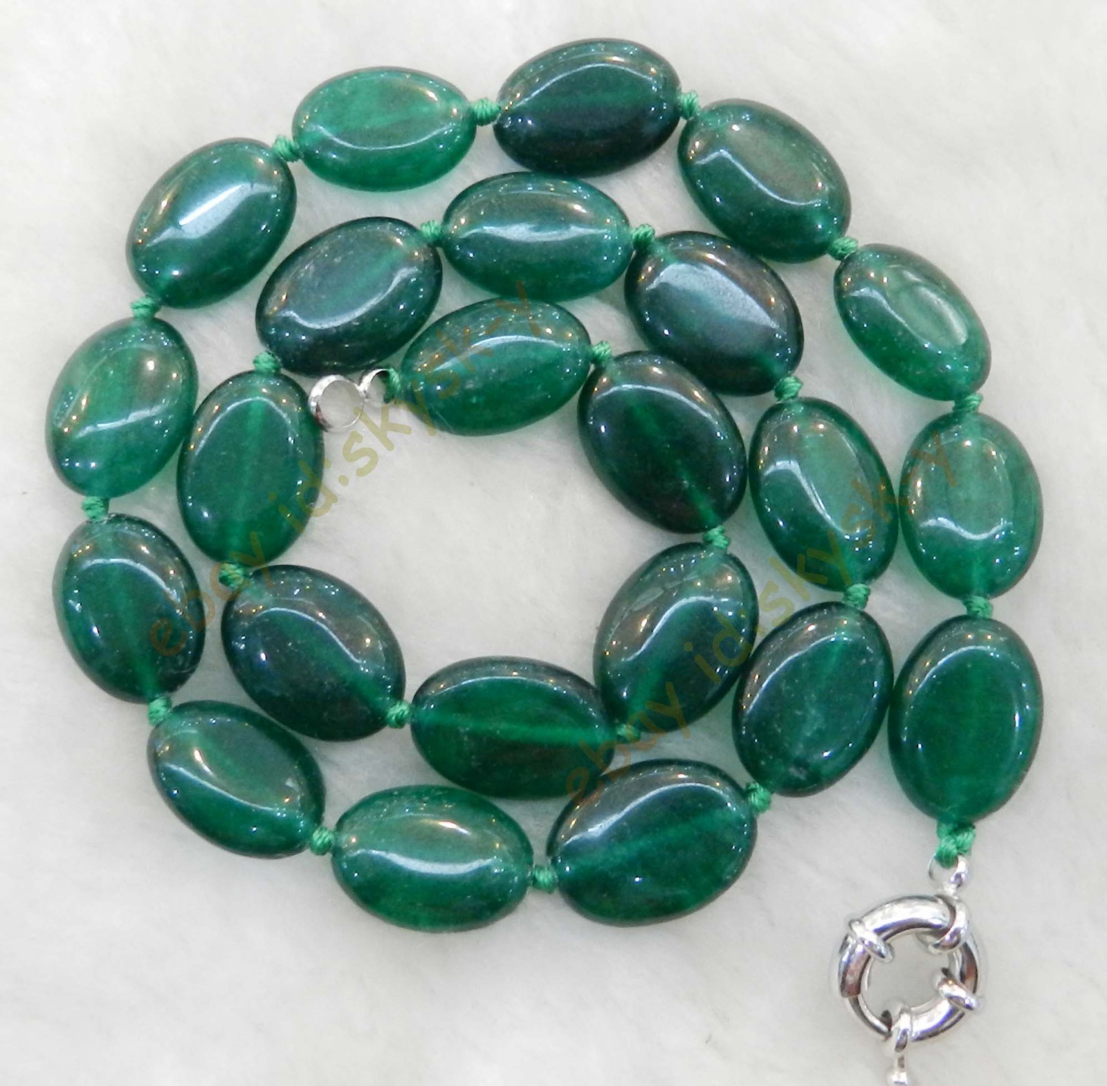 Natural Egg-shaped 13x18mm Green Beryl Gems Oval Beads Necklace 18″ AA Natural Egg-shaped 13x18mm Green Beryl Gems Oval Beads Necklace 18″ AA