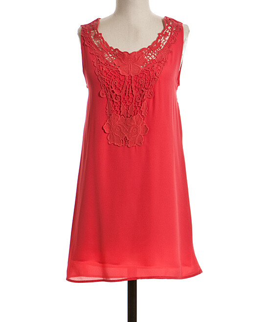 Coveted Clothing Womens Coral Sleeveless Lace Shift Dress Small Coveted Clothing Womens Coral Sleeveless Lace Shift Dress Small