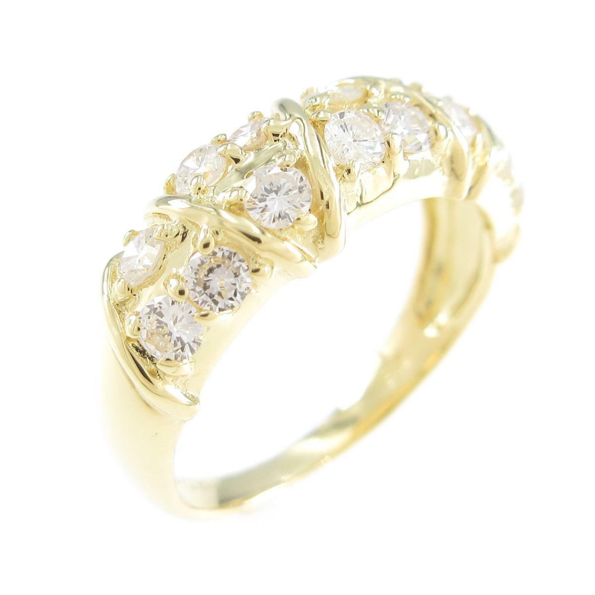 Authentic K18 Yellow Gold Diamond ring  #260-004-032-5361