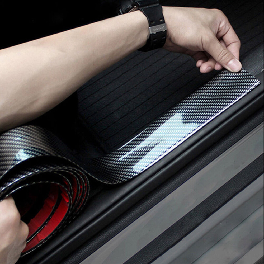 Carbon Fiber Rubber Car Edge Guard Strip Door Sill Protector Accessories 3CM*1M