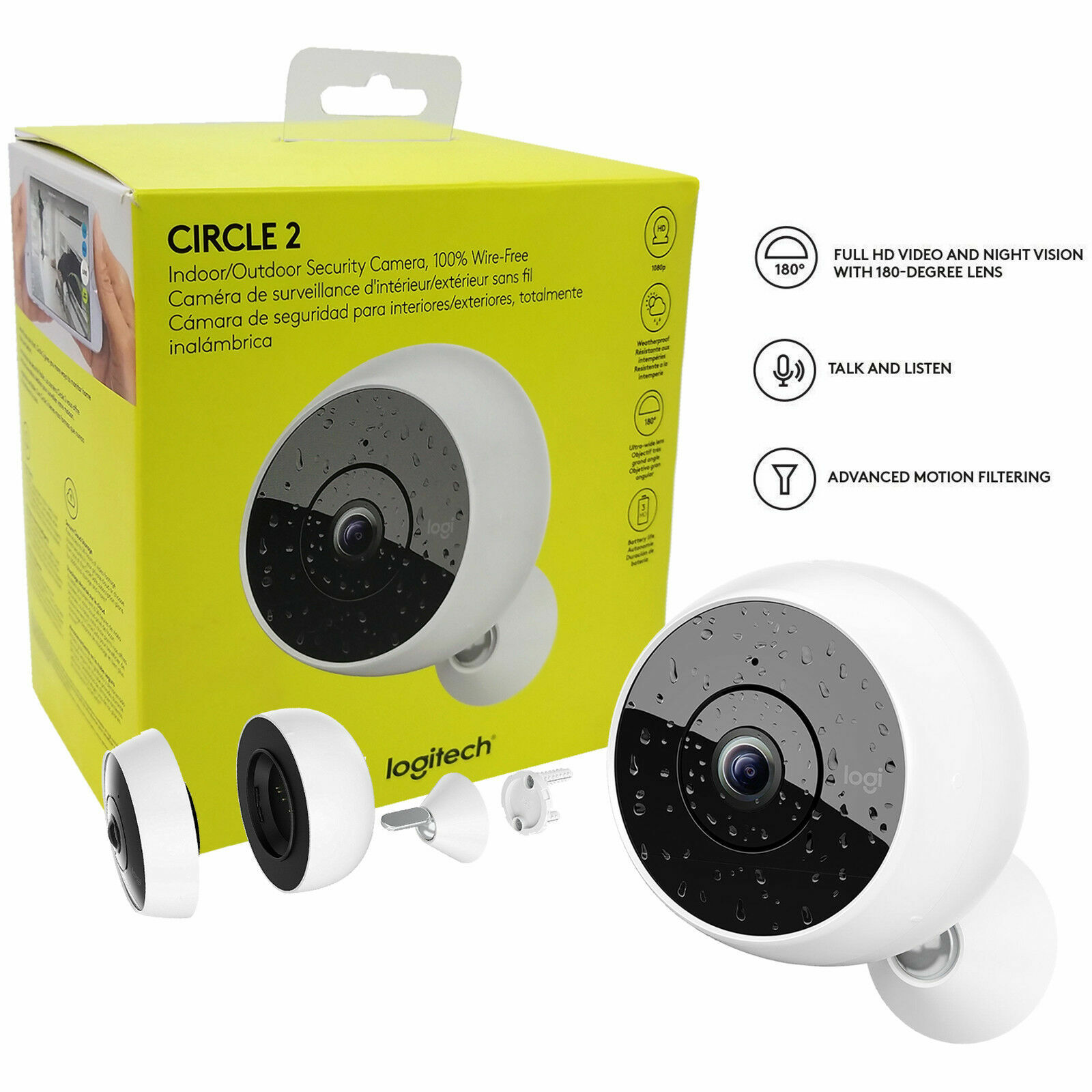 Logitech Circle 2 Indoor/Outdoor Wireless Home Security Camera 961-000416 OP Logitech Circle 2 Indoor/Outdoor Wireless Home Security Camera 961-000416 OP