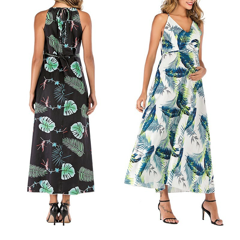 Women’s Slit Long Chiffon Long Dress Sleeveless Grossesse Pregnant Dress Clothes