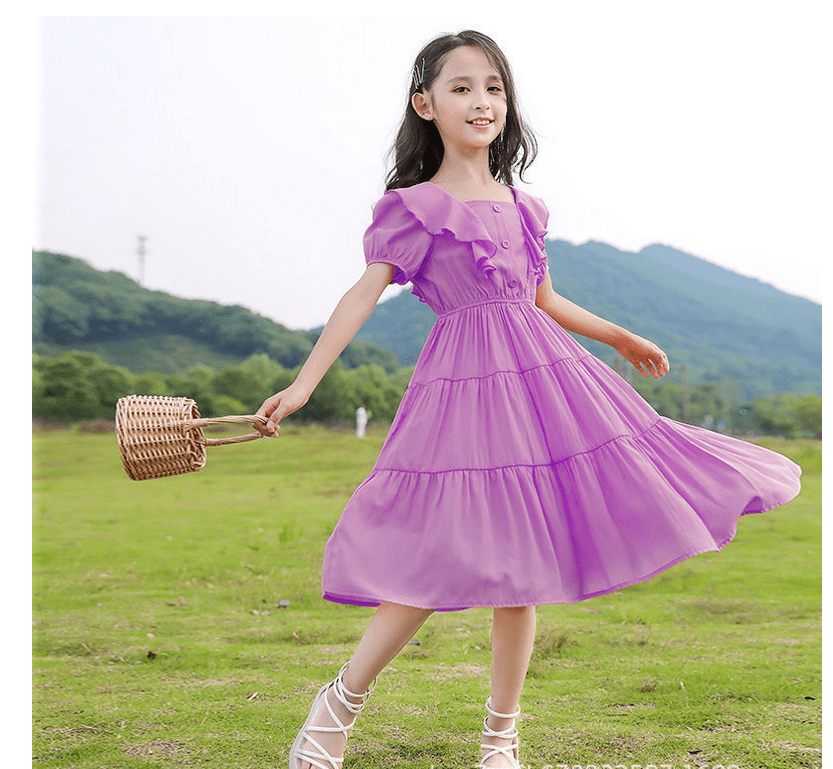 Cute KIDS Girls Princess Cotton Blend Fashion Summer Short sleeve Fairy Dresses