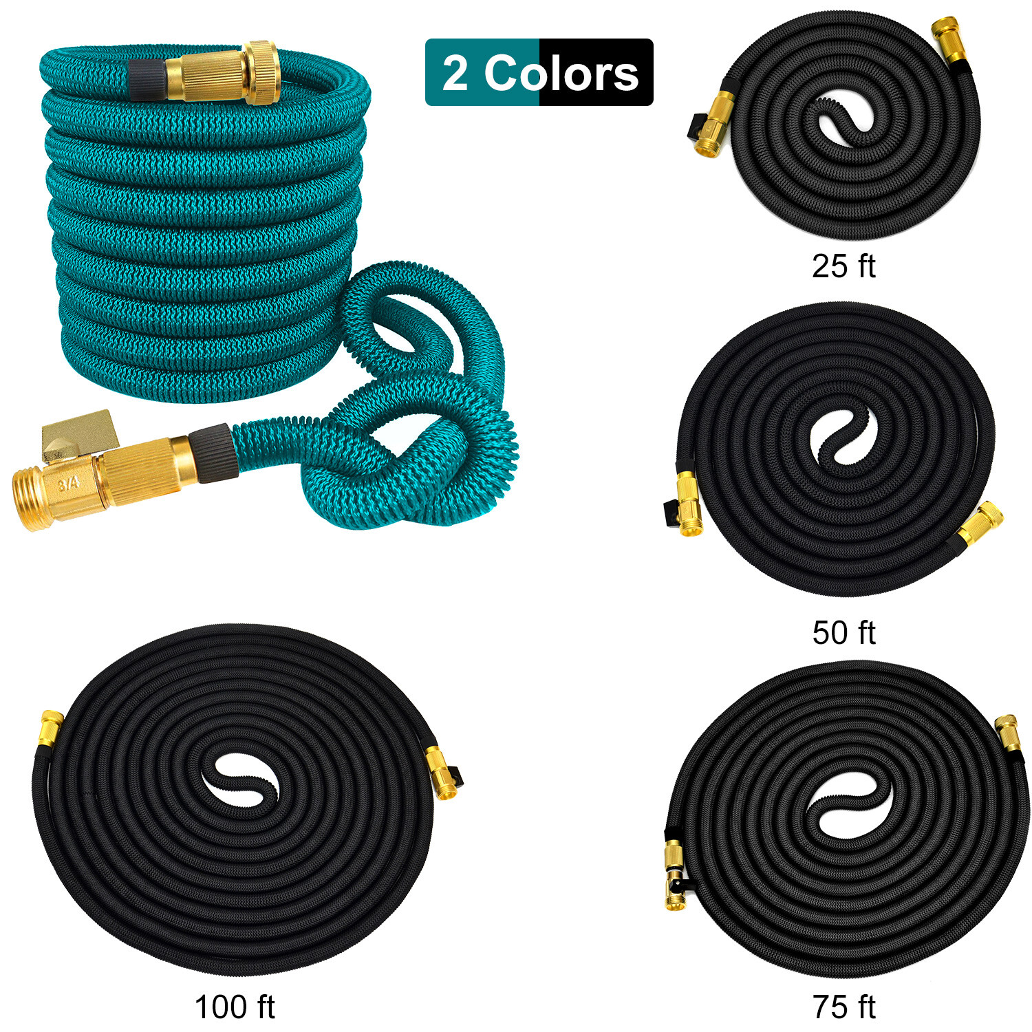 Durable Expandable Garden Hose Brass End Double Latex Core Extra Strength Fabric Durable Expandable Garden Hose Brass End Double Latex Core Extra Strength Fabric