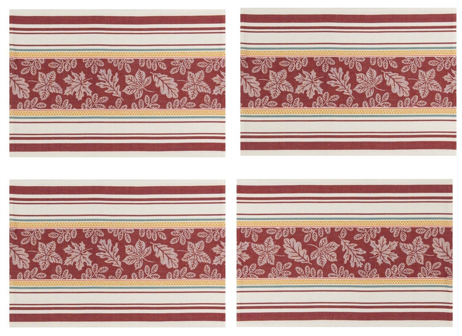 Autumn Leaves Jacquard Print Kitchen Dining Placemats Set of 4