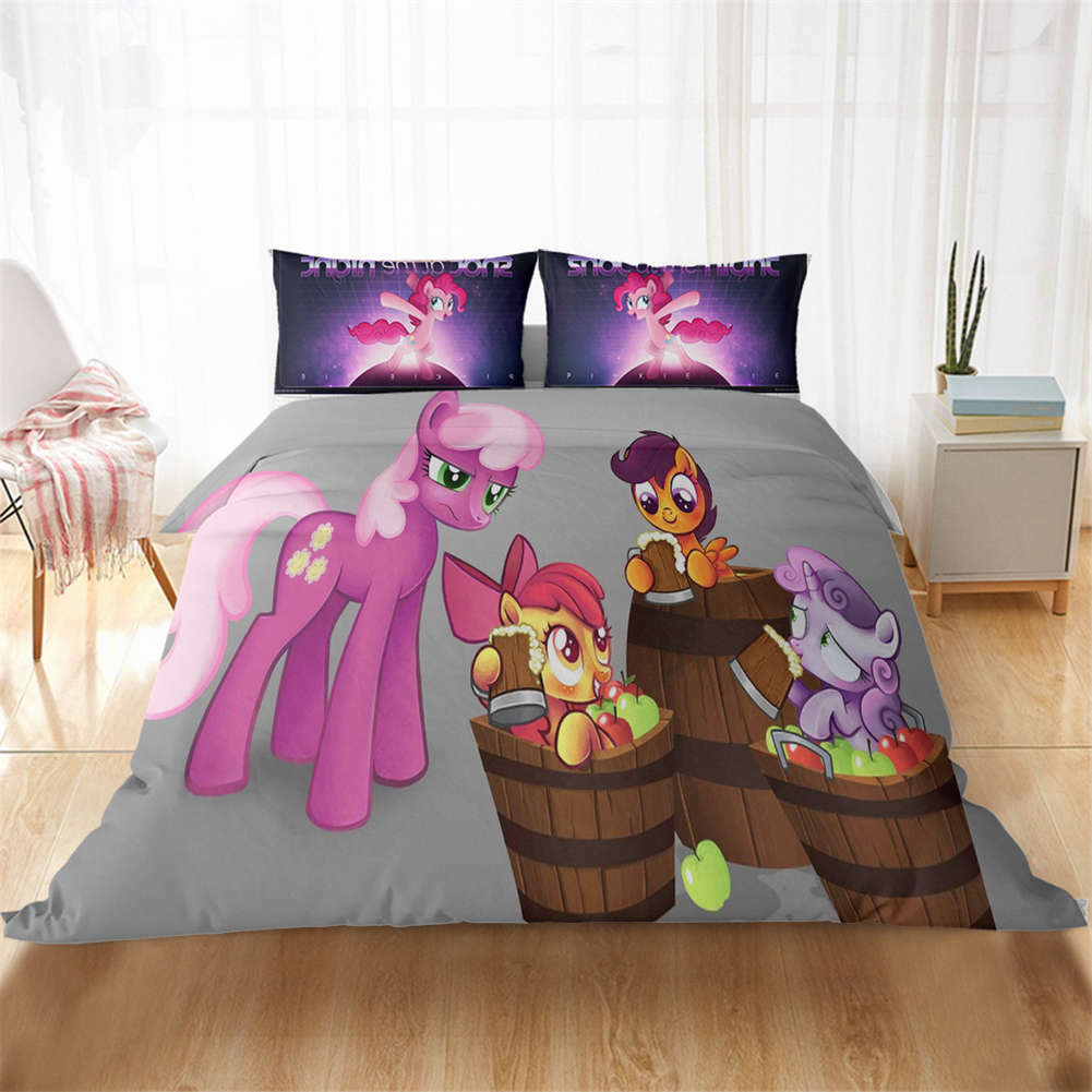 Wonderful Baby Pony Bath 3D Quilt Duvet Doona Cover Set Pillow case Print